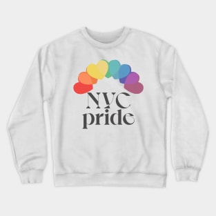 NYC Pride / / Typographic Rainbow Heart Design Crewneck Sweatshirt